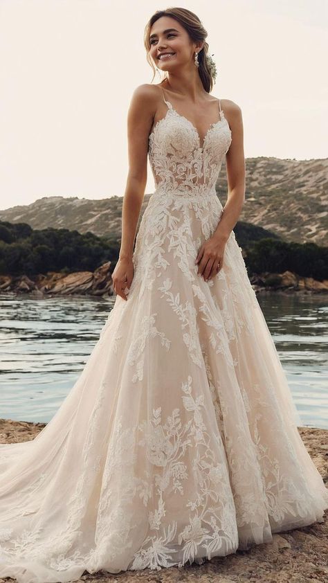 Discover dreamy wedding dress ideas that are romantic elegant vintage and fit for fairy tale princesses From romantic and classy to simple and aesthetic these dresses feature stunning sleeves and fantasy vibes Find the perfect size and veil to complete your fairy tale wedding look Fairtytale Wedding Dress, Romantic Wedding Dresses With Sleeves Princesses, Wedding Dress Romantic Fairytale, Halter Bridal Dress, Whimsical Lace Wedding Dress, Fantasy Wedding Dress Aesthetic, Boho Wedding Dress Sleeveless, Ariel Inspired Wedding Dress, Fairy Bride Dress