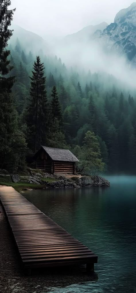 Beautiful Scenery Photography, Dark Landscape, Cool Pictures For Wallpaper, Scenery Photography, Landscape Photography Nature, Body Of Water, Beautiful Landscape Wallpaper, Backgrounds Phone Wallpapers, A Cabin