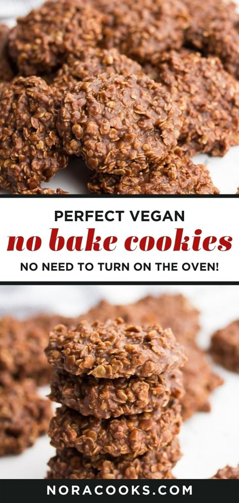 Vegan No Bake Cookies, Vegan No Bake, Dessert Oreo, Vegan Baking Recipes, Plant Based Desserts, Vegan Cookies Recipes, Easy Vegan Dessert, Chocolate And Peanut Butter, Baking Recipes Cookies