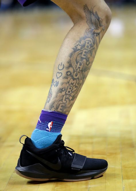 Leg Tattoo Men Shin, Side Leg Tattoo Men, Nba Tattoos For Men, Nba Players Tattoos, Jalen Green Tattoo, Black Men Leg Tattoos, Side Calf Tattoo, Lower Leg Tattoos For Men, Calf Sleeve Tattoo Men