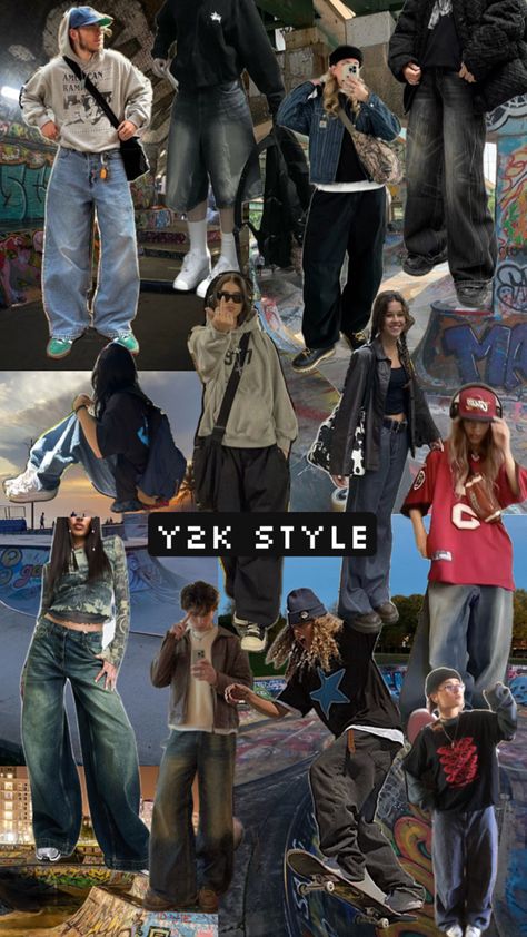 Reviving the early 2000s with oversized hoodies, baggy jeans, and classic sneakers, this Y2K-inspired streetwear look blends skater culture with urban cool. Perfect for those who love a relaxed, nostalgic vibe with plenty of attitude. #Y2KStyle #SkaterFashion #Streetwear #BaggyJeans #2000sVibes #RetroLook #UrbanOutfit #SkateCulture Skater Vibes, 2000s Skater, Oversized Hoodies, The Early 2000s, Skater Style, Y2k Skater, Classic Sneakers, Urban Outfits, Retro Look