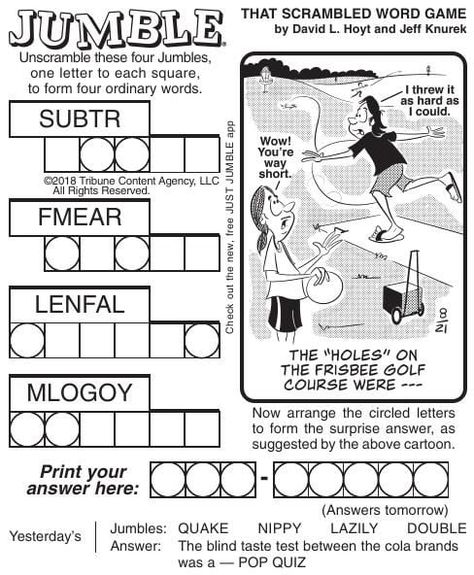 free printable jumble puzzles - Bing Jumble Word Puzzle, Word Puzzles Printable, Free Printable Crossword Puzzles, Word Jumble, Senior Center Activities, Puzzles Printable, Jumbled Words, Printable Crossword Puzzles, I'm Annoying