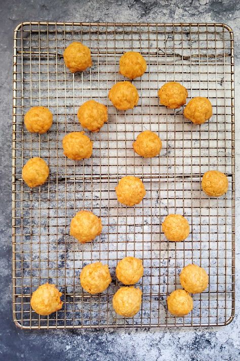 Mom's Cheese Olive Puffs Recipe Cheese Olive Balls, Olive Stuffed Cheese Balls, Olive Cheese Puffs, Olive Cheese Balls, Cheese Puffs Recipe Appetizers, Olive Puffs, Freezing Cheese, Cheese Puffs Recipe, Food Rocks