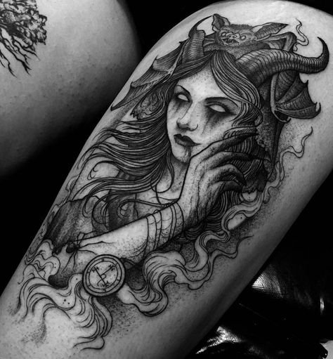 Lilith Tattoo, Tattoo On, Tattoo Ideas, Black And White, Tattoos, Hair, Black