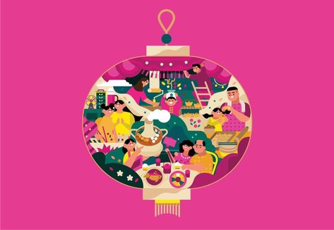 Valen Lim | 林中雋 on Instagram: “Reunion dinner and Spring cleaning (Been having endless steamboat for reunion dinner every year😅) - Happy Chinese New Year guys! Glad to…” Cny Illustration, New Year Logo, Chinese New Year Traditions, Illustration Series, Chinese New Year Design, New Years Traditions, New Year Illustration, Chinese Festival, Illustration Story