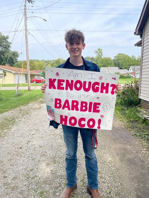 Benson Boone Hoco Proposal, Barbie Themed Hoco Proposal, Barbie Homecoming Proposal, Barbie Hoco Proposal, Barbie Promposal, Dance Asks, Dance Proposals, Promposal Ideas, Prom Posters