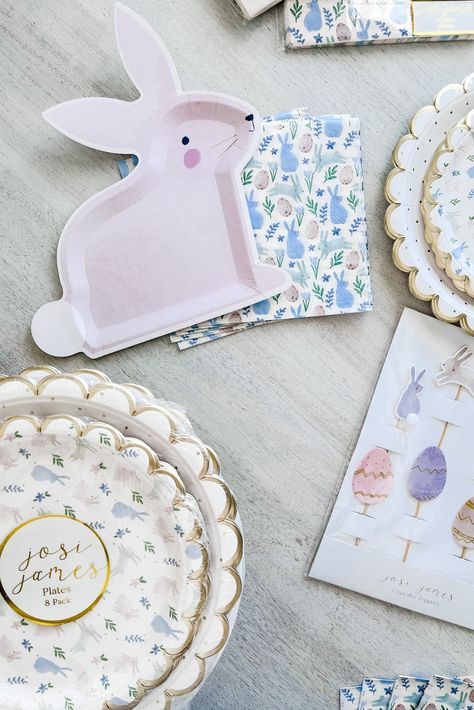 The Easter Collection Bunny Desserts, Bunny Birthday Theme, Easter Cupcake Toppers, Easter Egg Hunt Party, Bunny Plates, Bunny Cupcakes, Festive Table Setting, Easter Napkins, Bunny Napkins