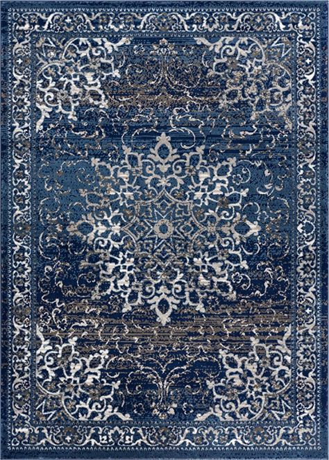 Vintage Floral Rugs, Modern Shabby Chic, Dark Blue Rug, Affordable Area Rugs, Vintage Medallion, Well Woven, Medallion Design, Silver Area Rug, Trendy Decor