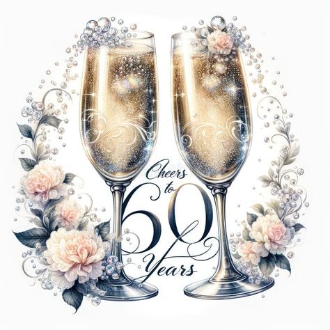 Anniversary Toast: Cheers to 60 Years royalty free stock image Cheers To 60 Years, Watercolor Birthday, Champagne Glasses, Stock Images Free, Stock Illustration, Toast, Champagne, Royalty, Royalty Free