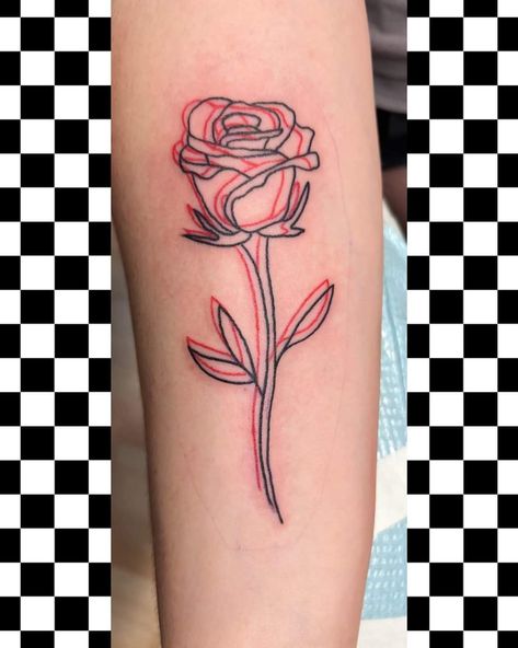 Rose Tattoo In Color, Basic Rose Tattoo, Red And Black Rose Tattoo, Red Ink Rose Tattoo, Red Outline Tattoo, Colored Rose Tattoo, Rose Outline Tattoo, Coloured Rose Tattoo, Tattoo Markers