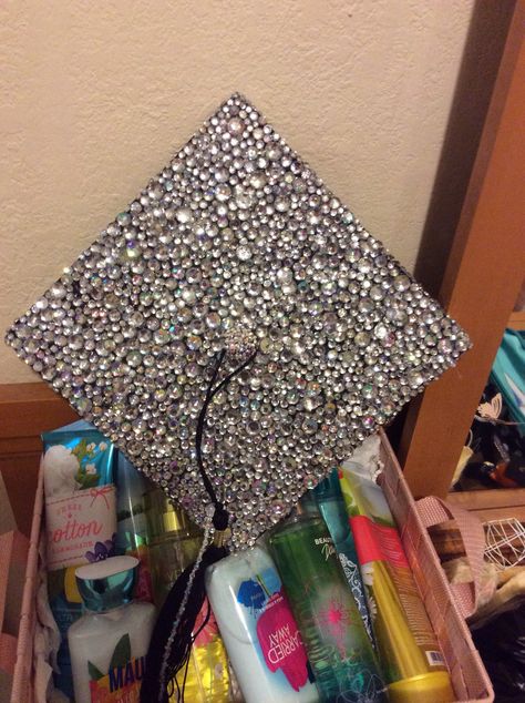 Bling! Bling! Graduation cap! Pink Sparkly Graduation Cap, Bling Cap For Graduation, Graduation Cap Designs Diamonds, Disco Ball Graduation Cap, Sparkle Graduation Cap, Diamond Grad Cap, Blinged Out Graduation Caps, Graduation Cap Designs Sparkle, Bejeweled Graduation Cap