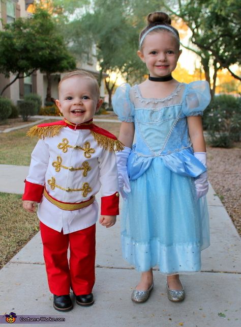 Alisse: My four year old daughter came up with this idea all on her own- I will be Princess Cinderella and Baby Brother will be my Prince Charming!. Prince Charming Halloween Costume, Brother Sister Halloween, Brother Sister Halloween Costumes, Cinderella Prince Charming, Sister Halloween Costumes, Cinderella Halloween Costume, Prince Charming Costume, Diy Fantasia, Sibling Halloween Costumes