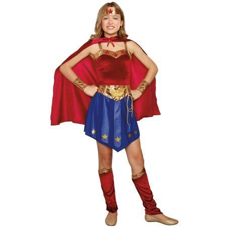 Wonder Cutie Tween Costume, Girl's, Size: Large, Multicolor Wonder Outfit, Target Outfits, Wonder Woman Dress, Knit Fabric Dress, Plus Size Halloween Costume, Woman Costume, Girls Long Sleeve Dresses, Super Hero Outfits, Wonder Woman Costume