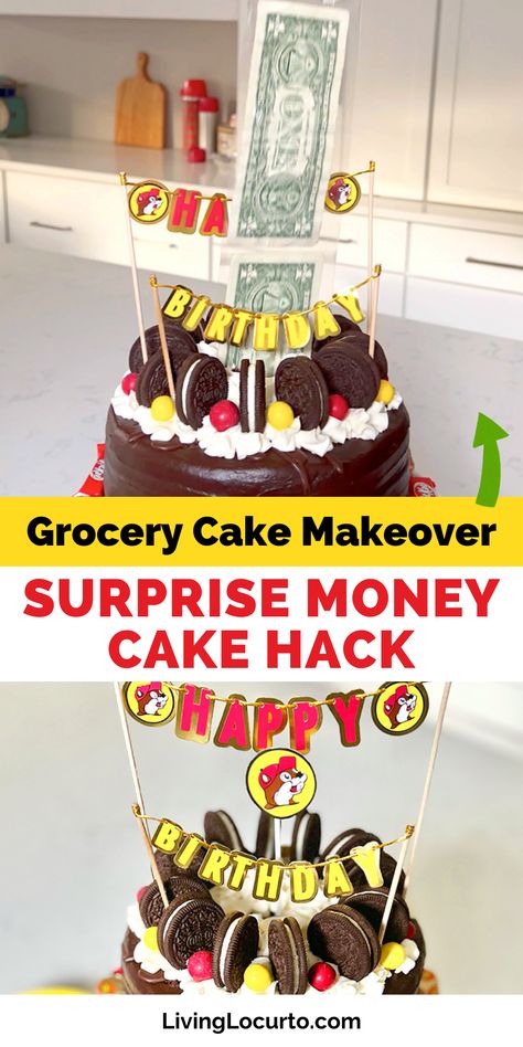 Easy Surprise Money Cake Hack. Make a Store Bought Cake into a Surprise Money Cake. Grocery cake makeover into a Buc-ee’s Birthday Cake. This Surprise Money Cake Hack is a fun twist on a classic cake. Learn how to transform a simple store bought grocery store cake into a Buc-ee's themed showstopper, complete with hidden cash for an unforgettable celebration. Perfect for birthdays, this grocery cake makeover is sure to impress! Cake Makeover Store Bought, Store Bought Cake Makeover, Cake Makeover, Grocery Store Cake, Air Fryer Recipes Appetizers, Buc Ee's, Cake Hacks, Money Cake, Store Bought Cake