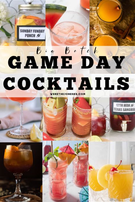 13 Best Big Batched Cocktails to Make at Your Super Bowl Party | Easy Football Party Drinks » We're The Joneses Football Cocktail Recipes, Football Party Cocktails, Football Cocktails, Super Bowl Party Drinks, Tailgating Cocktails, Football Party Drinks, Batched Cocktails, Super Bowl Drinks, Superbowl Cocktails