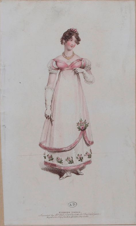 M5053MA_214X03X00039_L | Regency Fashion Plates | Flickr Facts Images, 1820 Fashion, Empire Fashion, Flowers Accessories, White Fan, Regency Era Fashion, Dress Empire Waist, Evening Gloves, Regency Period