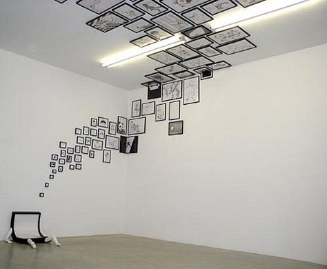 White Floors: Picture Frames Photo Frame Design, White Floors, Collage Frames, Hanging Pictures, Ceiling Design, Exhibition Design, Photo Displays, 인테리어 디자인, Wall Collage