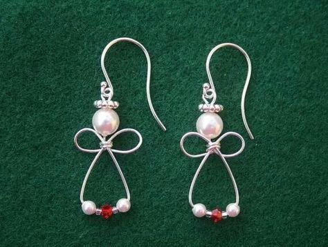 Angel Earrings Christmas Jewelry Diy, Beaded Angels, Fashion Beads, Angel Earrings, Bijoux Fil Aluminium, Christmas Bead, Holiday Jewelry, Christmas Earrings, Christmas Jewelry