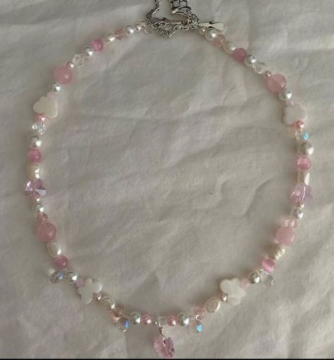 Pink Beaded Necklace Aesthetic, Beaded Jewelry Coquette, Coquette Necklaces, Pink Necklace Aesthetic, Bead Necklace Aesthetic, Coquette Bracelets, Coquette Jewelry, Classy Lifestyle, Vintage Nails