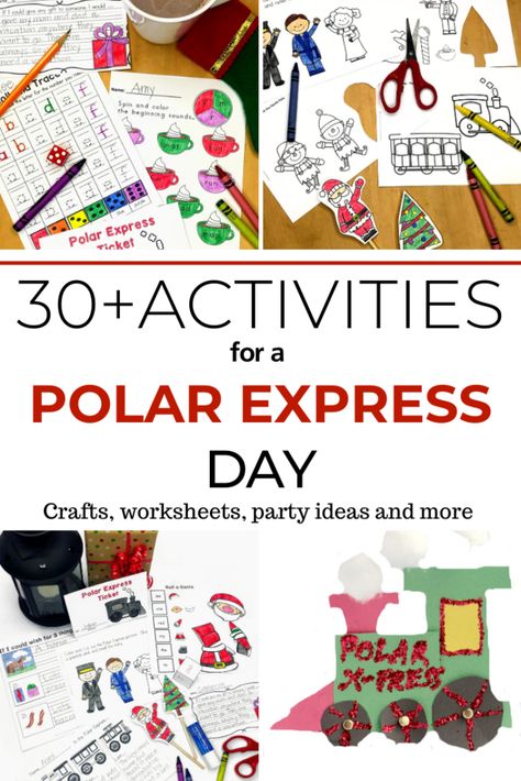 Want to have a Polar Express Day?  Here are 30+ ideas for a Polar Express Party or Polar Express Day...  Have fun with these Polar Express Activities for Kindergarten and Preschool!  #kindergarten #preschool #activities #polar #express Polar Express Activities Preschool, Polar Express Crafts, Polar Express Day, Polar Express Activities, Polar Express Christmas Party, Polar Express Theme, Polar Express Movie, Train Crafts, Polar Express Party