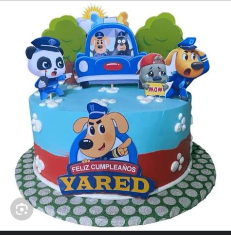 Labrador Birthday Cake, Sheriff Labrador Cake, Baby Boy Birthday Cake, Tiered Cake Design, Hand Painted Mugs, Painted Mugs, Baby Boy Birthday, Boy Birthday Cake, Birthday Board