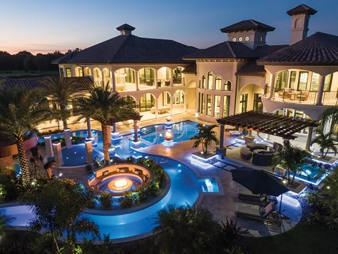 Lazy Rivers Bring the Resort to the Backyard - Luxury Pools + Outdoor Living Cool Mansions, Luxurious Mansions, Roman Pool, Big Mansions, Luxury Houses Mansions, Mansion Designs, Dream Mansion, A Mansion, Luxury Pools