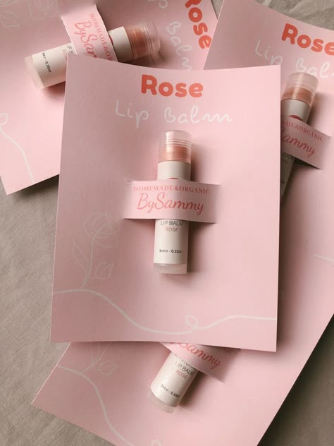 Lip Balm Packaging, Rose Lip Balm, Rose Lip, Packaging Ideas Business, Small Business Packaging Ideas, Perfume Packaging, Handmade Packaging, Seni Dan Kraf, Small Business Packaging