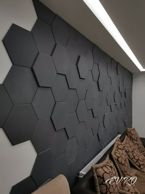 Wall Painting Ideas Bedroom, Painting Ideas Bedroom, Custom Wall Design, Wall Cladding Designs, Wall Painting Designs, Black Tile Bathrooms, Honeycomb Wall, Living Room Unique, Wall Style