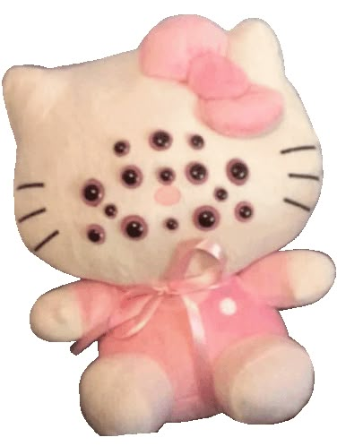 Creepy Stuffed Animals, Hello Sticker, Creepy Toys, Black Hello Kitty, Kawaii Plush, Hello Kitty Pictures, Hello Kitty Collection, Hello Kitty Plush, Kitty Wallpaper