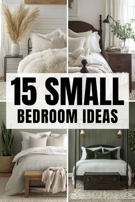 Discover how simple adjustments can transform a small bedroom into a chic haven. These 15 ideas bring out the best in a limited space, featuring tips on minimalist decor, loft beds, and creative storage. Ideal for singles, couples, or anyone in need of a cozy room upgrade. Master Bedrooms Decor Cheap, Ideas For Small Master Room, Bed In Front Of Small Window Ideas, Queen Bed In A Small Bedroom, Small Bedroom Ideas For Women In 30's, Single Bedroom Decor Ideas, Small Master Bedrooms With King Bed Ideas, Small City Bedroom Ideas, Creative Storage For Small Bedrooms