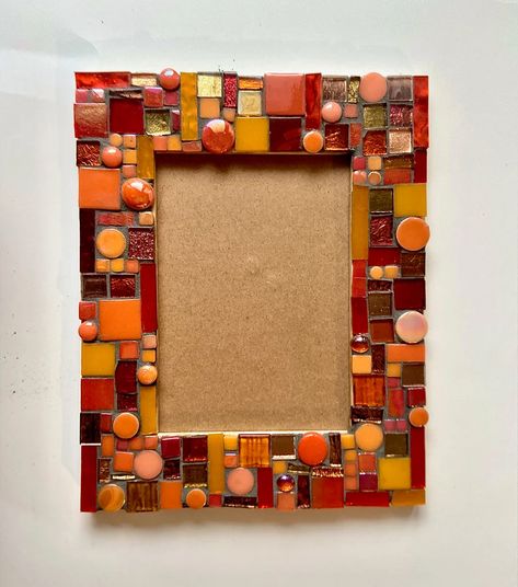 Orange Mosaic, Mosaic Frames, Stained Glass Frames, Photo Frame Crafts, Gold Mosaic, Mosaic Frame, Colorful Frames, Mosaic Pictures, Cambridge Ma