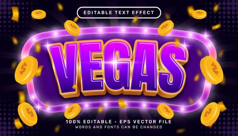 Vector editable text effect online vegas 3d style concept 3d Typography, Text Effect, Font Design, Game Ui, Customer Care, Text Effects, Fonts Design, Creative Writing, Game Design