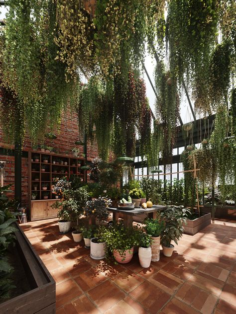 https://www.behance.net/gallery/88154073/GREENHOUSE?tracking_source=search_projects_recommended Tropical Cafe, Desert Retreat, Coffee Restaurants, Greenhouse Interiors, Décor Boho, School Architecture, Architecture Interior Design, Dream House Decor, Glass House