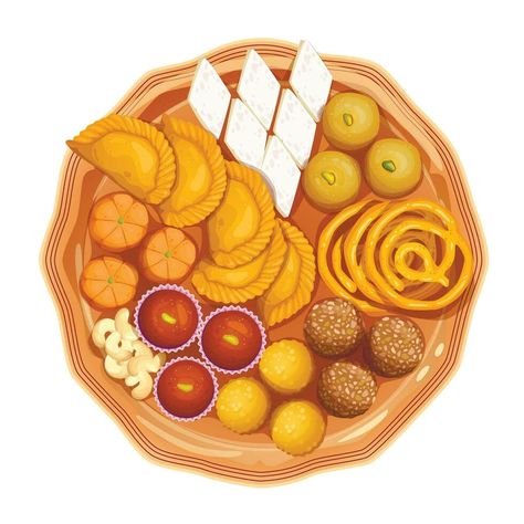 Diwali Food Illustration, Diwali Sweets Illustration, Dhokla Illustration, Indian Sweets Illustration, Indian Food Cartoon, Indian Sweets Aesthetic, Indian Food Illustration, Sweets For Diwali, Calendar Illustrations