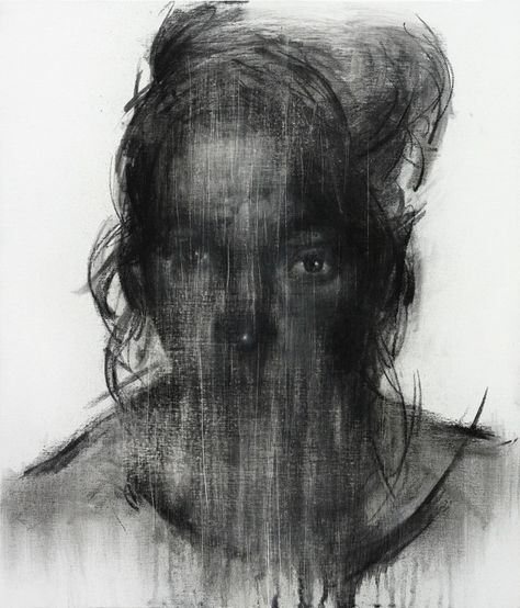 [109] untitled charcoal on canvas 53.2 x 41 cm 2013 by KwangHo Shin Kwangho Shin, Dbd Legion, Daniel Ochoa, Stage Painting, Drawing Charcoal, Ghost In The Machine, Art Charcoal, Charcoal Drawings, White Drawing