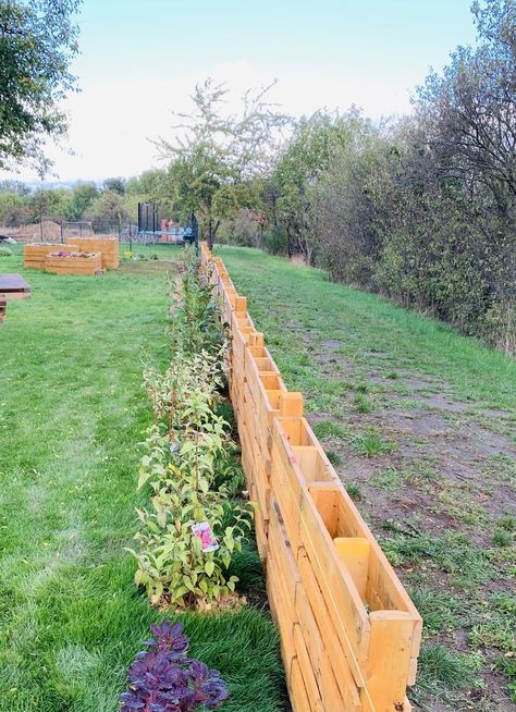 Pallet Projects Garden, Diy Garden Fence, Vertical Planter, Farm Fence, Fence Landscaping, Pallet Garden, Deck Decorating Ideas On A Budget, Pallets Garden, Diy Window