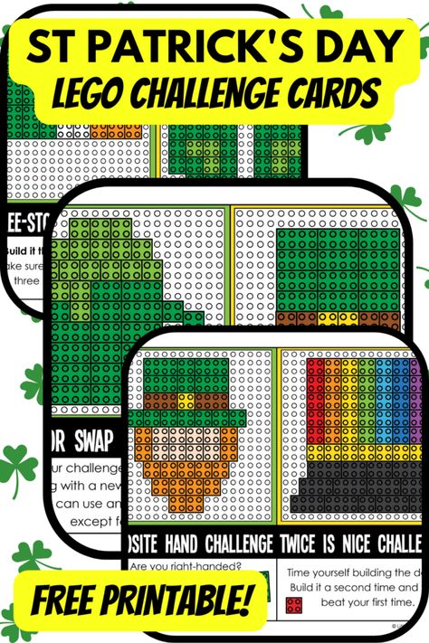 St Patrick's Day LEGO Challenge Cards | Little Bins for Little Hands Free Lego Challenge Cards, Lego Challenge Cards, Lego Stem Challenge, Elementary Librarian, Rainbow Activities, Lego Challenge, Lego Club, Engineering Design Process, Free Lego