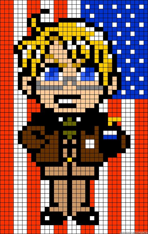 America (Allied Forces) Hetalia  Perler Bead Pattern Perler Anime, Hamma Beads, Beads Patterns, Pixel Art Templates, Minecraft Pixel Art, Melty Beads, Anime Pixel Art, Melting Beads, Beaded Cross