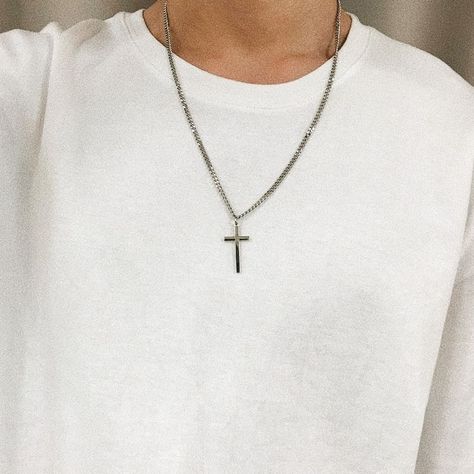 Cross Necklace Aesthetic Men, Male Jewellery, Mens Cross Necklace, Mens Necklace Pendant, Christian Necklace, Custom Rubber Stamps, Mens Crosses, Cross Chain, Cool Outfits For Men