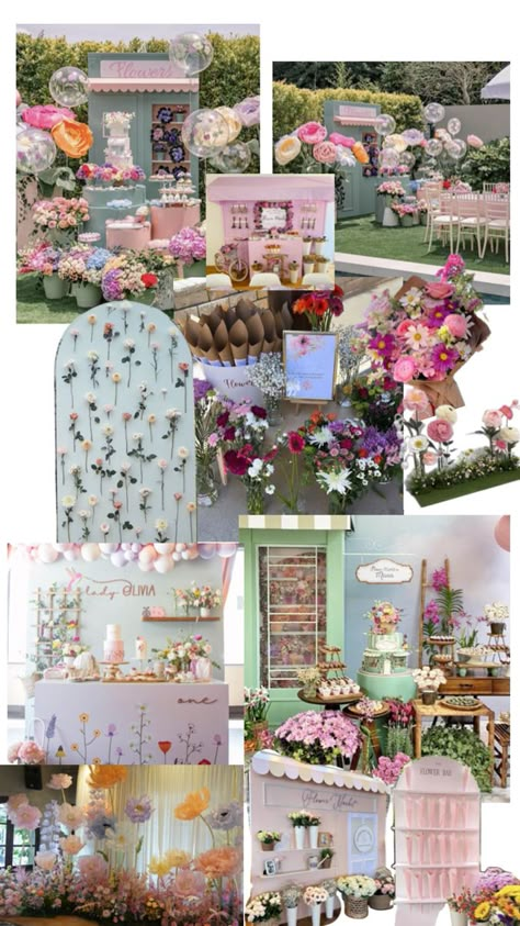 Flower Pop Up Shop, Wildflower Backdrop, Tea Party Bday, Pop Up Shop Ideas, Vintage Stroller, Bridgerton Theme, Fairy Princess Party, Fairy Theme, Mom Aesthetic