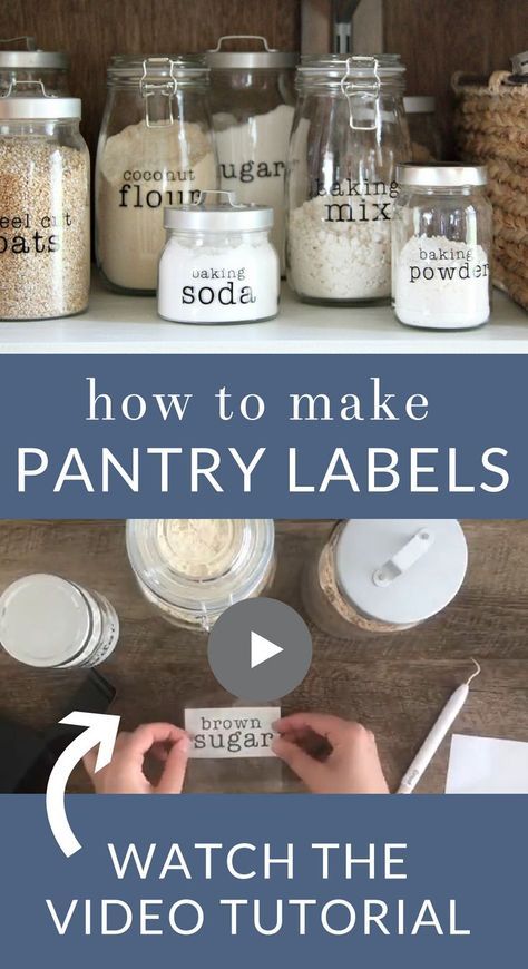 Diy Pantry Labels, Kitchen Jar Labels, Make Your Own Labels, Pantry Jars, Pantry Containers, Kitchen Labels, Diy Pantry, Projets Cricut, Diy Labels