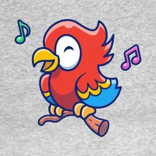 T-Shirts by Catalyst Stuff | TeePublic Singing Cartoon, Cartoon Parrot, Cute Parrot, Bird Singing, Parrot Bird, Art Therapy, Rock Painting, Painted Rocks, Parrot