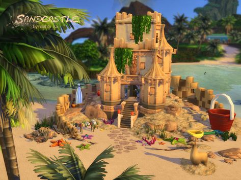 Look what someone left behind on the beach: a sand- uhh... brand new small castle for you. Found in TSR Category 'Sims 4 Residential Lots' Sims 4 Blog, Small Castles, Sims 4 House Plans, Sims 4 House Building, Tumblr Sims 4, Sims 4 House Design, Sims Building, Sims House Plans, Sims House Design