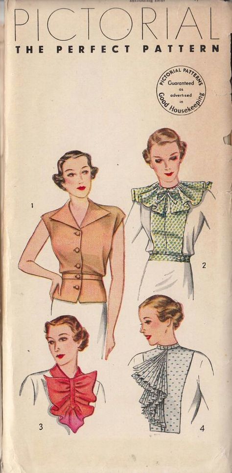 Dicky Collar, 1930s Blouse, Collar Patterns, Collar Outfits, Costume College, Women's Sewing Patterns, Retro Sewing Patterns, Costume Sewing Patterns, Vintage Dress Patterns