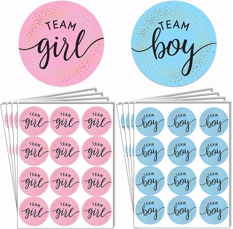 96pcs Gender Reveal Stickers - 48 x Team Boy & 48 x Team Girl Stickers - Blue and Pink Round Labels Baby Reveal Game Voting Stickers for Baby Shower Gender Reveal Party Decoration Supplies Idee Baby Shower Boy Or Girl, Boy Or Girl Stickers, Halloween Desenho, Team Boy Or Team Girl, Gender Reveal Stickers, Gender Reveal Ultrasound, Simple Gender Reveal, Baby Pumpkin, Gender Reveal Themes