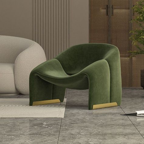 Scandinavian Arm Chair Solid Color Sloped Arms Sled Fixed Back Accent Armchair - Green 1 Piece Scandinavian Accent Chair, Slate Coffee Table, Parisian Interior, Genuine Leather Sofa, Scandinavian Armchair, Stone Coffee Table, White Upholstery, Beige Sofa, Wire Lights