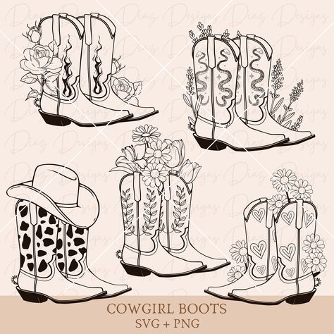 Country Boot Tattoos For Women, Cowgirl Boots Drawing Easy, Leather Boots Drawing, Simple Cowboy Boot Drawing, Cowgirl Doodles, Cowgirl Boot Drawing, Cowboy Boot Outline, Cowgirl Boots Drawing, Western Cricut