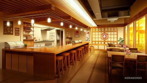 ArtStation - Japanese Styled Bistro Cafe Background Art, KeiraWorks Japanese Cafe Interior, Dusk Time, Cafe Background, Japanese Cafe, Evening Time, Bistro Lights, Japanese Interior Design, Novel Games, Japanese Interior