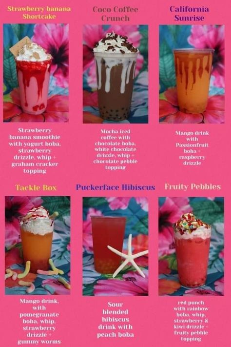 Boba Refresher, Snow Cones Recipes, Energy Drink Recipe, Boba Recipe, Cold Starbucks Drinks, Cracker Toppings, Mango Drinks, Loaded Teas, White Chocolate Strawberries