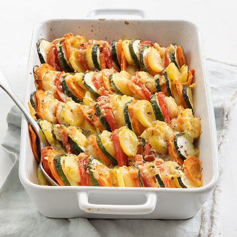 Groentegratin Vegetable Tian, God Mat, Summer Vegetable, Easy Dishes, Vegetable Sides, Veggie Sides, Polenta, Vegetable Side Dishes, Pumpkin Recipes